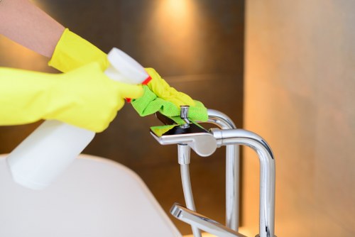 Professional deep sofa cleaning equipment in use
